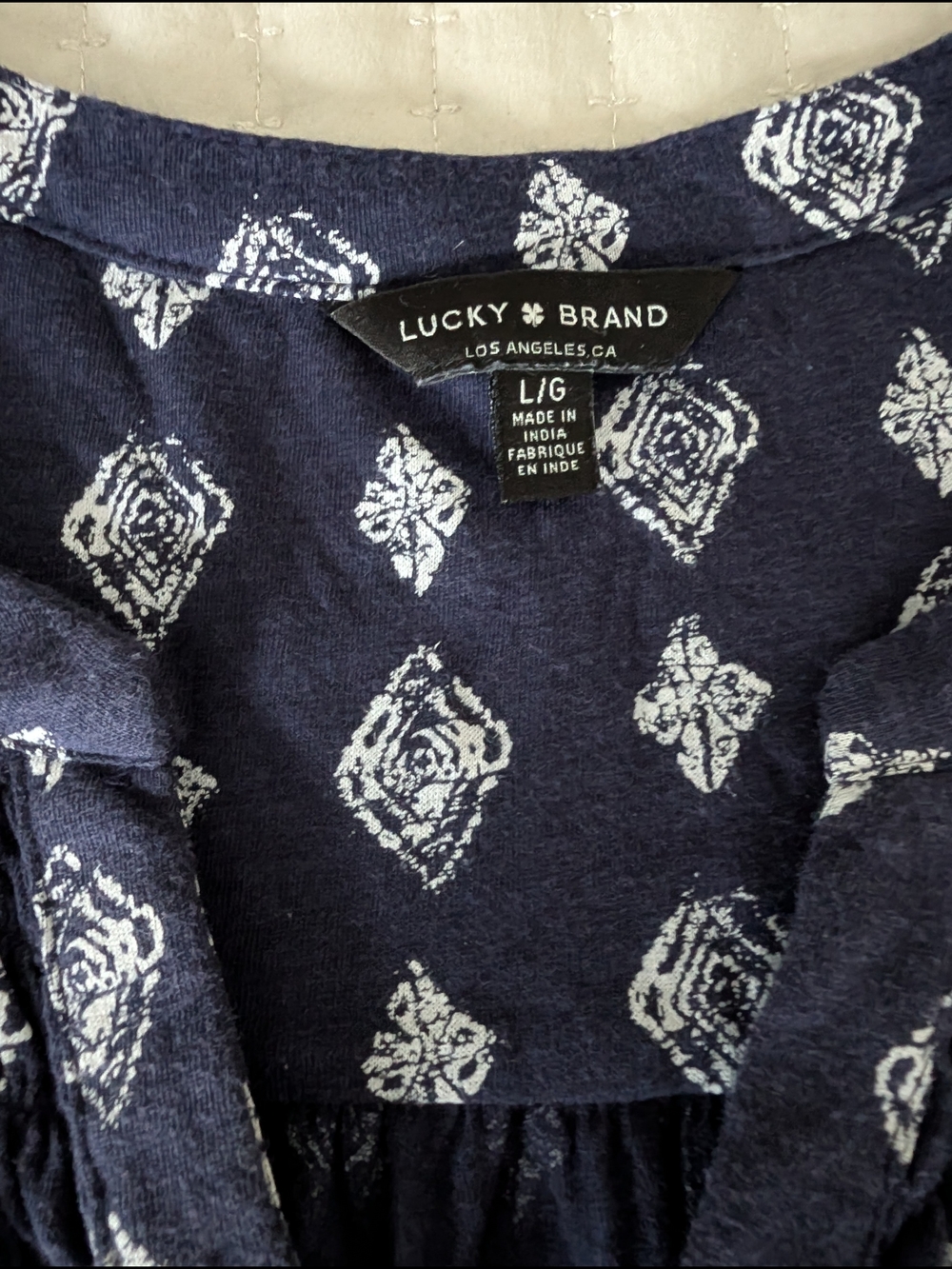 Lucky Brand Navy Blue Sleeveless Printed Tank - Picture 2 of 5